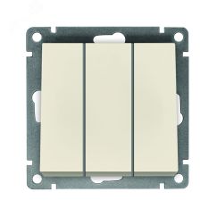 Выключатель трехклавишный серия Афина, с/у, 10А, 220В, слоновая кость (ivory) (еврослот) Универсал A0043-I