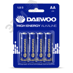 Элемент питания LR 6 (AA) DAEWOO High Energy Alkaline блистер, 4 шт. JazzWay 5030329