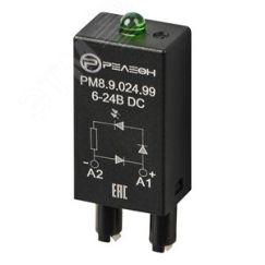 Модуль индикации и защиты, LED + Диод (+ A1), 6-24ВDC Релеон PM8902499