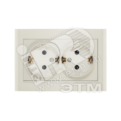 Розетка Бриллиант двойная с заземлением с защитной шторкой слоновая кость Универсал 7948769