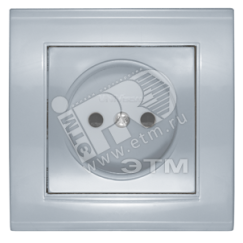 Розетка Бриллиант без заземления с защитной шторкой серебро Универсал 7949841