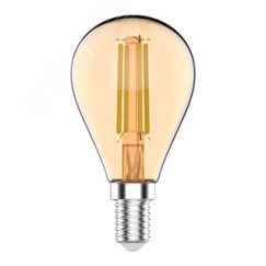Лампа светодиодная филаментная LED 3.8 Вт 350 лм 2400К шар P45 теплый E14 AC 180-240В IP20 золотистая колба Basic Gauss Gauss 1057154