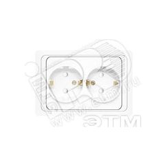 Розетка Валери двойная с заземлением с защитной шторкой белая Универсал В0128x