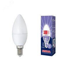 Лампа светодиодная LED-C37-11W/DW/E14/FR/NR Форма свеча, матовая.  Norma. Дневной (6500K). Uniel UL-00003810