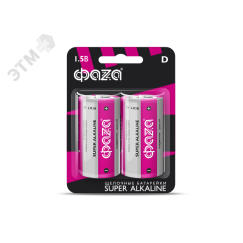 Элемент питания LR20 Super Alkaline, блистер, 2шт. ФАZA 2858535