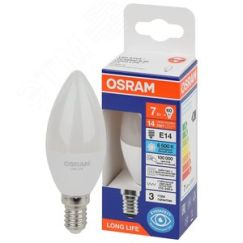 Лампа светодиодная LED 7Вт Е14 6500К 600Лм свеча 220В (замена 60Вт) OSRAM LEDVANCE 4099854186301