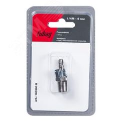 Переходник 1/4''M на елочку 6мм с обжимным кольцом 9x11мм блистер 1 шт Fubag 180260 B