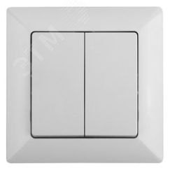 Выключатель Intro Solo 4-104-01 двухклавишный 10А-250В, IP20, СУ, белый ЭРА Б0053585