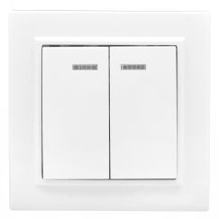 Выключатель Минск двухклавишный СП с индикатором 10А белый EKF ERV10-123-10