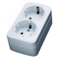Розетка накладная двухместная,с/з, 250В, 16А, IP20, пластик АВS,белая, серия Basic, Srekker STEKKER PST16-502-20