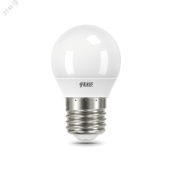 Лампа светодиодная LED 6 Вт 470 лм 6500К AC180-240В E27 шар P45 холодная Elementary Gauss 53236