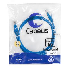 Патч-корд U/UTP, категория 5е, 2xRJ45/8p8c, неэкранированный, синий, LSZH, 1м Cabeus PC-UTP-RJ45-Cat.5e-1m-BL-LSZH
