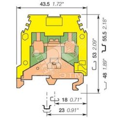 Клемма винтовая M4/6P Земля 4 мм.кв желто-зеленая TE Connectivity ОУЭО ENT1SNA165113R1600