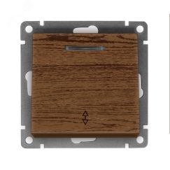 Выключатель проходной одноклавишный с подсветкой серия Афина , с/у, 10А, 220В, венге (еврослот) Универсал A0125-V
