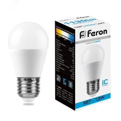 Лампа светодиодная LED 13вт Е27 дневной матовый шар FERON LB-950