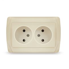 Маргарита розетка двухместная  б/з, с/у, 16А, 220В, сл.кость (ivory) (еврослот) Универсал М0102-I