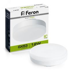 Лампа светодиодная LED 12вт GX53 белый таблетка FERON LB-453