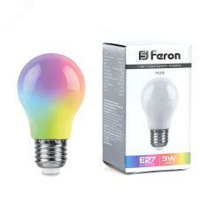 Лампа светодиодная LED 3вт Е27 RGB плавная смена цвета А50 FERON LB-375