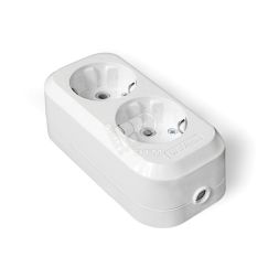 Колодка 2 гнезда с заземлением ABS-пластик Универсал E302