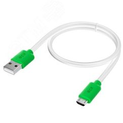 Кабель Micro USB, 0.5 м., белый-зеленый, быстрая зарядка Greenconnect GCR-53225
