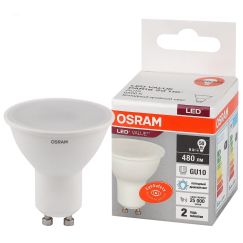 Лампа светодиодная LED 6 Вт GU10 6500К 480Лм спот 220 В (замена 50Вт) OSRAM LEDVANCE 4058075581500