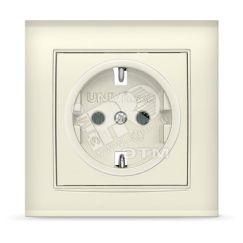 Розетка Бриллиант с заземлением слоновая кость Универсал 7948844