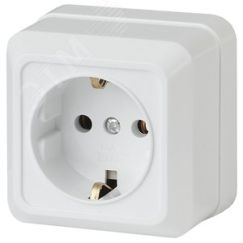 Розетка Intro Quadro 2-202-01 с заземлением 2P+E Schuko, 16А-250В, IP20, ОУ, белый ЭРА Б0053783