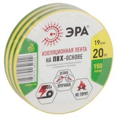 Изолента ПВХ 19мм*20м желто-зеленая (10/200/6400) ЭРА C0036545