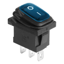 Выключатель клавишный 250V 6А (3с) ON-OFF синий с подсветкой Mini влагозащита REXANT 36-2176