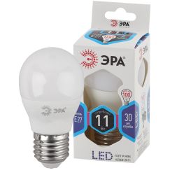 Лампа светодиодная Эра LED P45-11W-840-E27 (диод, шар, 11Вт, нейтр, E27) ЭРА Б0032989