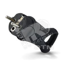 Вилка угловая однофазная с ушком (каучук) Универсал 0003