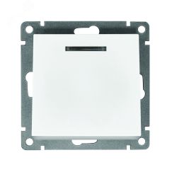 Выключатель одноклавишный с подсветкой серия Афина , с/у, 10А, 220В, белый (еврослот) Универсал A0121