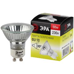 Лампа галогенная GU10-JCDR (MR16) -50W-230V (галоген, софит, 50Вт, нейтр, GU10) ЭРА C0027386
