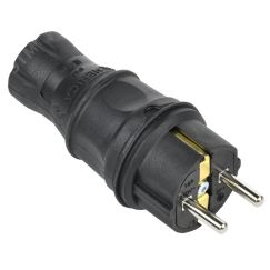 Вилка прямая 16А IP44 каучук черная GENERICA IEK EVK20-016-01-44-K02-G