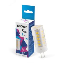 Светодиодная лампа LED 5Вт 220В G4 4500К белый, силикон, 440 лм, КОСМОС LksmLED5wJCG4220v45