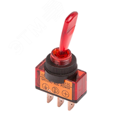 Тумблер 24V 20А (3c) ON-OFF однополюсный с красной подсветкой REXANT 36-4390