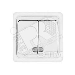 Валери Выключатель двухклавишный с подсветкой белый скрытый Универсал В0123