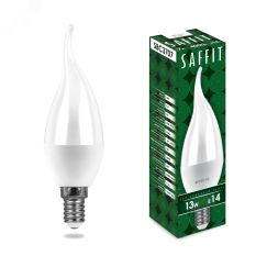 Лампа светодиодная LED 13вт Е14 дневной матовая свеча на ветру SAFFIT SBC3713