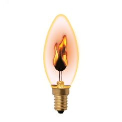 Лампа декоративная накаливания, форма свеча, IL-N-C35-3/RED-FLAME/E14 /CL, прозрачная Uniel UL-00002981