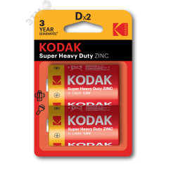 Батарейка R20-2BL SUPER HEAVY DUTY Zinc [KDHZ-2] (24/120/5040) KODAK Б0005135