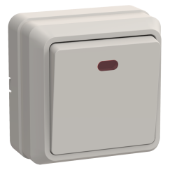 OKTAVA Выключатель 1-клавишный с индикацией для открытой установки 10А ВС20-1-1-ОКм кремовый IEK