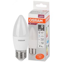 Лампа светодиодная LED 7 Вт E27 6500К 560Лм свеча 220 В (замена 60Вт) OSRAM LEDVANCE 4058075579507