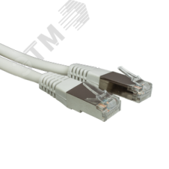 Патч-корд FTP 5e 4x2 26AWG (7x0.16mm) Cu LSZH серый 0,15м СУПР 10-0713