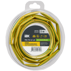 Трубка термоусадочная ТТУ нг-LS 3/1,5 желто-зеленая (2м/упак) IEK