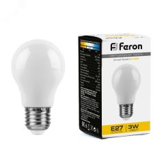 Лампа светодиодная LED 3вт Е27 2700K шар FERON LB-375 38266