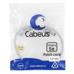 Патч-корд U/UTP, категория 5е, 2xRJ45/8p8c, неэкранированный, серый, PVC, 0.5м Cabeus PC-UTP-RJ45-Cat.5e-0.5m