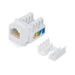 Вставка Keystone Jack RJ-45, категория 5e, заделка тип 110, белая Cabeus KJ-RJ45-Cat.5e-90