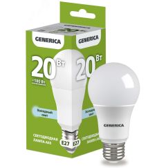 Лампа светодиодная A60 груша 20Вт 230В 6500К E27 GENERICA IEK LL-A60-20-230-65-E27-G