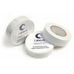Лента изоляционная белая 19ммх20мх0.13мм Cabeus ET-WT