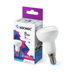 Лампа светодиодная LED 8Вт R50 220В Е14 6500К холодный 650 лм КОСМОС Lksm_LED8wR50E1465